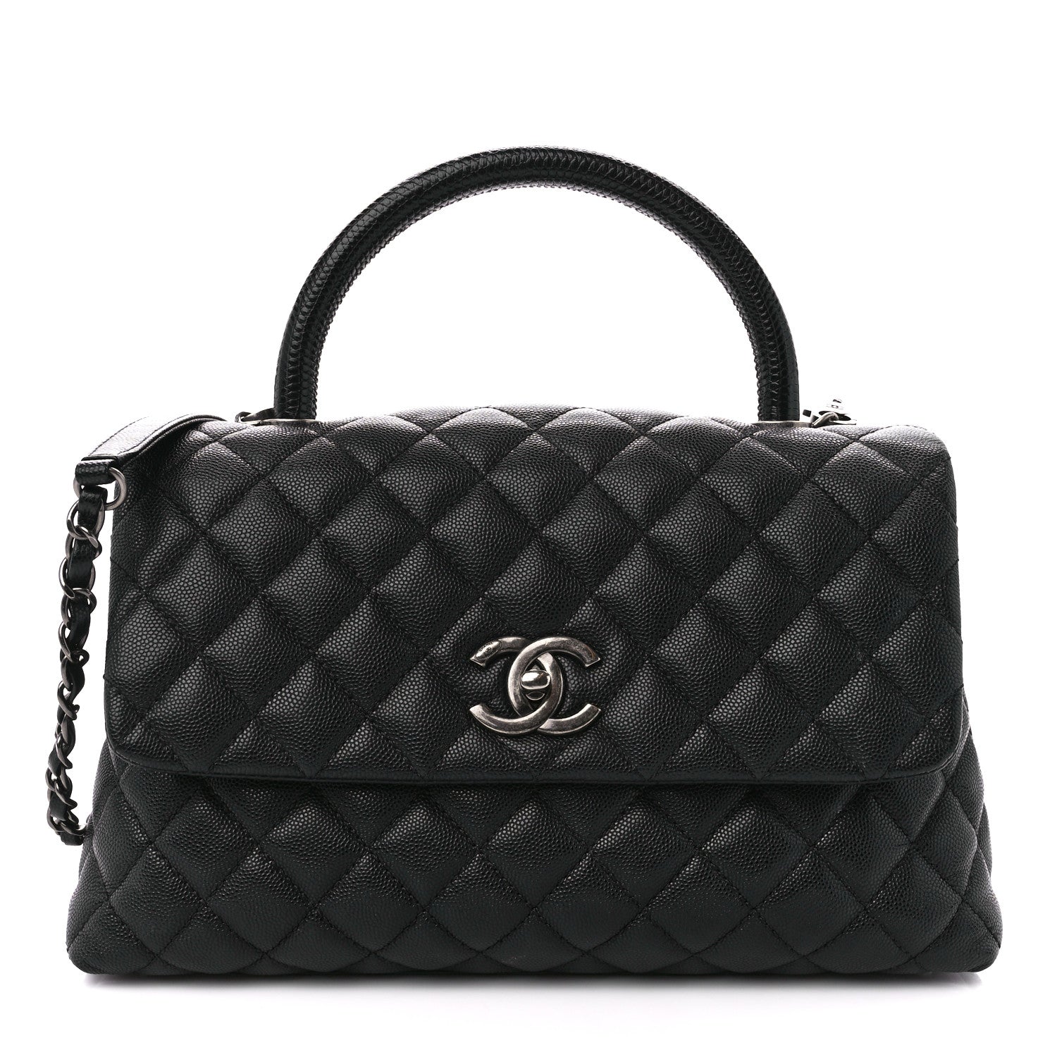 Chanel Caviar Lizard Quilted Small Coco Handle Flap Black 1 of 11