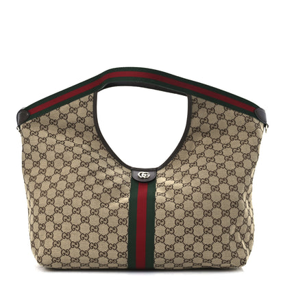 Gucci GG Monogram Web Large Giglio Tote Beige Brown 1 of 12