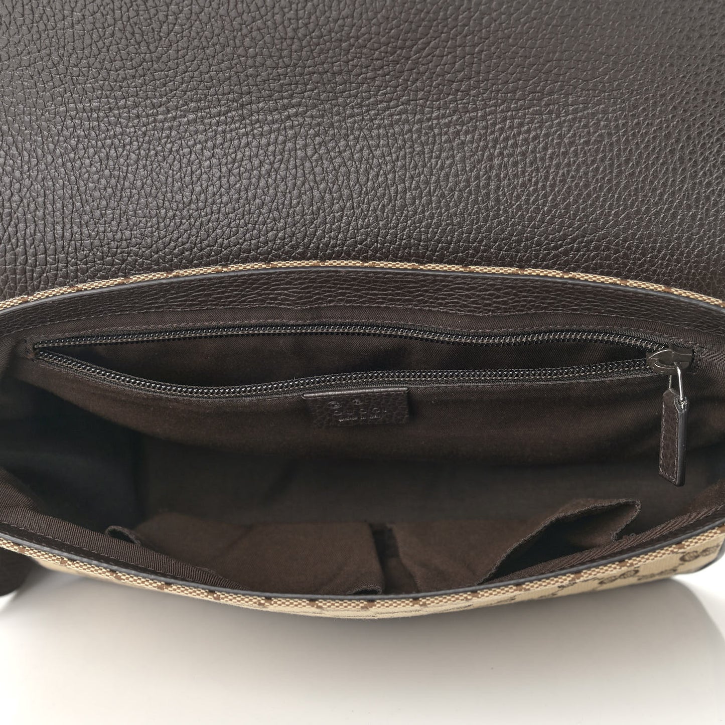 Monogram Flap Messenger Bag Beige Dark Brown