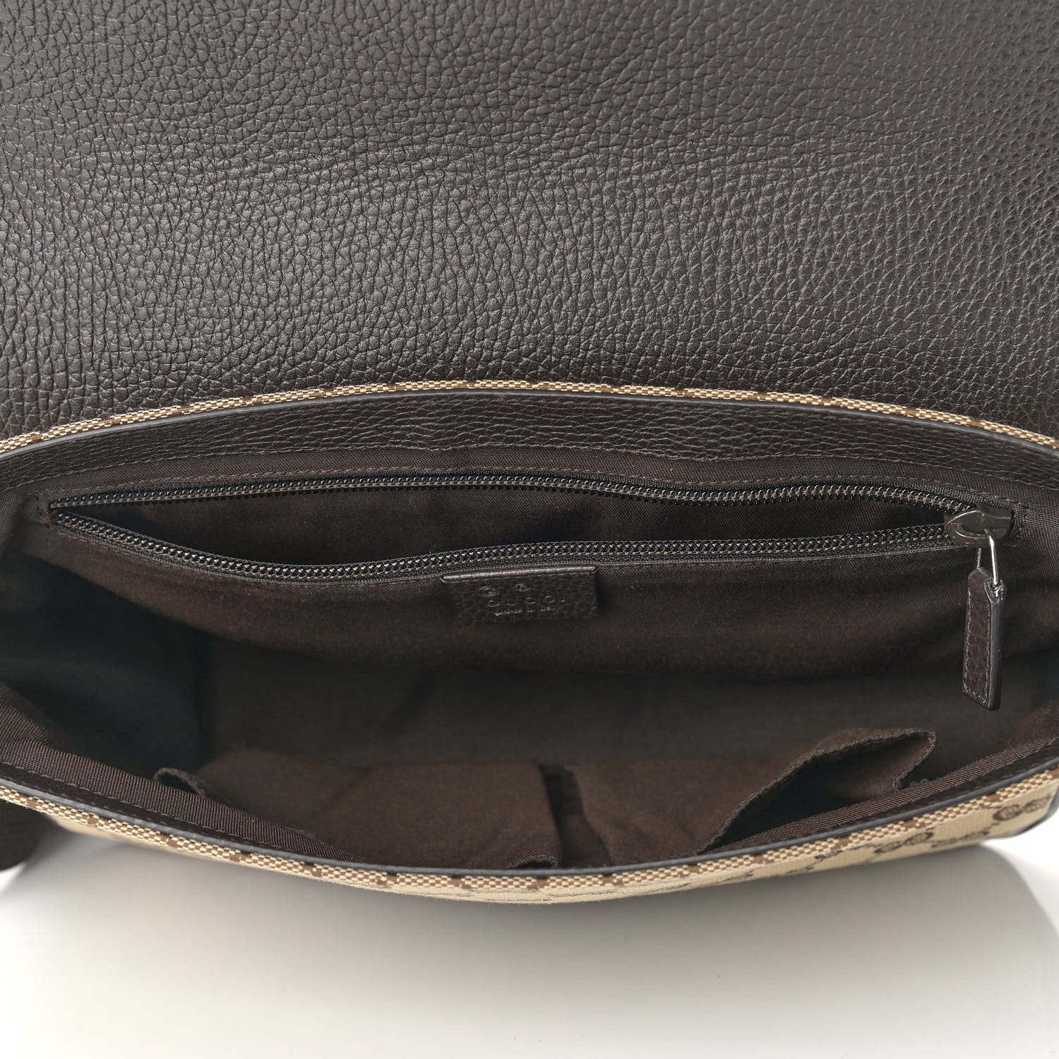 Gucci Monogram Flap Messenger Bag Beige Dark Brown 4 of 12