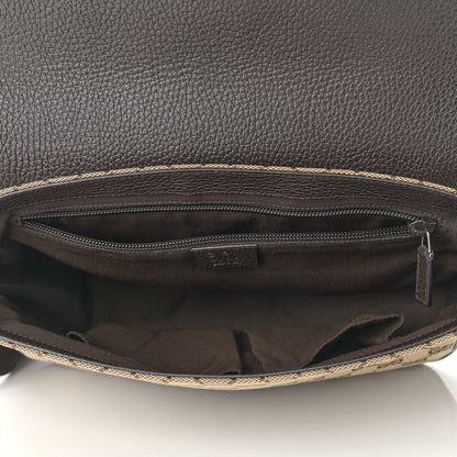 Gucci Monogram Flap Messenger Bag Beige Dark Brown 4 of 12