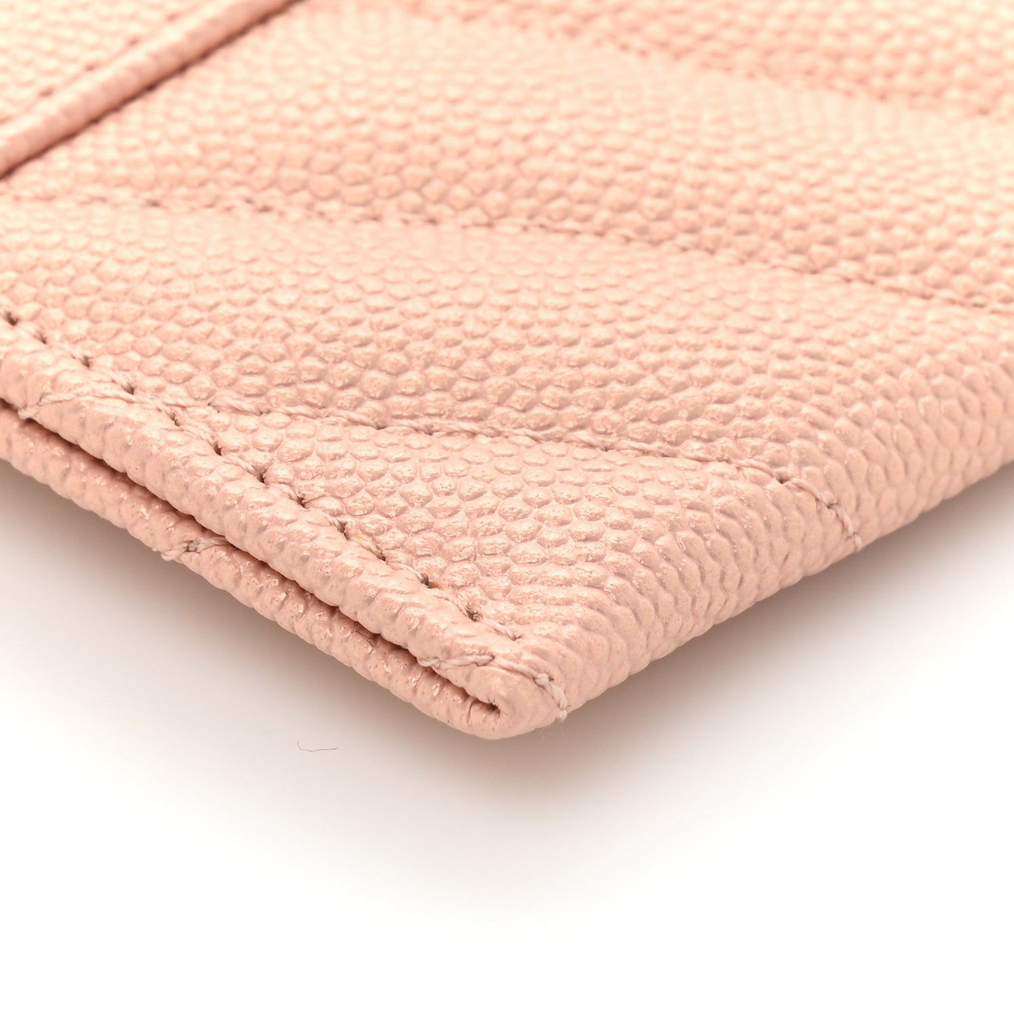 Metallic Caviar Chevron Quilted Vintage Mademoiselle Card Holder Pink