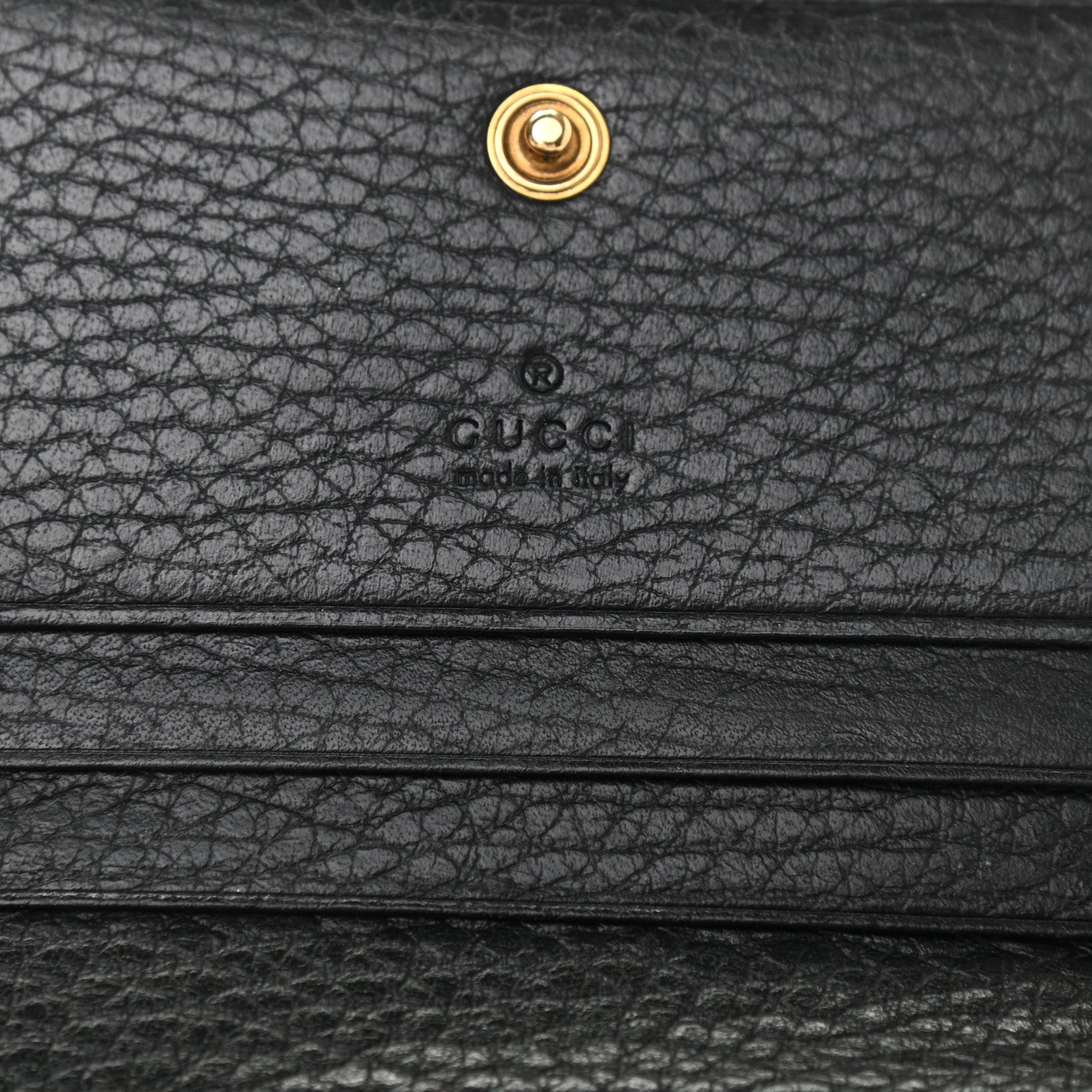 Gucci Pebbled Calfskin Butterfly Card Case Black 6 of 7