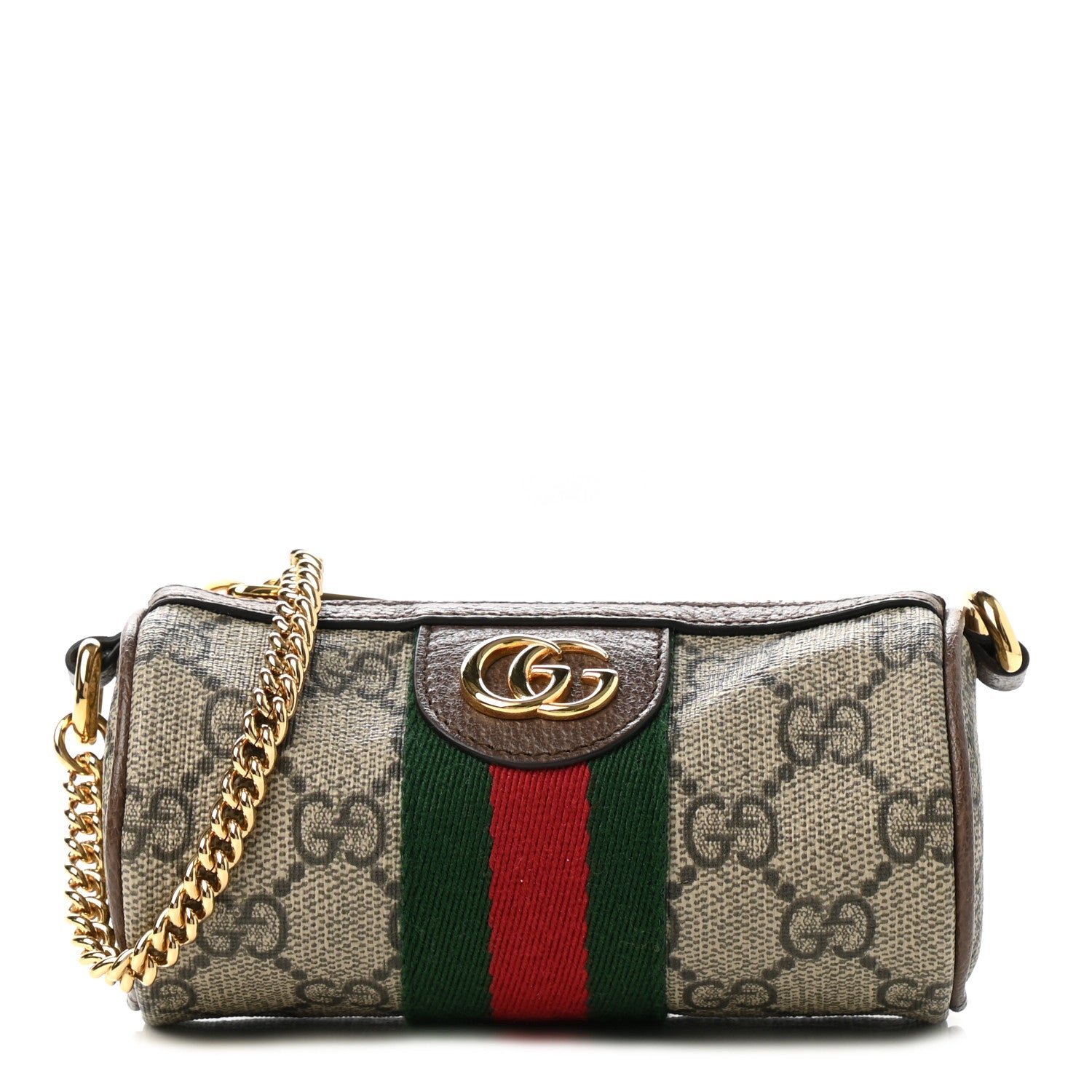 Gucci GG Supreme Monogram Web Ophidia Barrel Coin Purse Beige New Acero 1 of 8