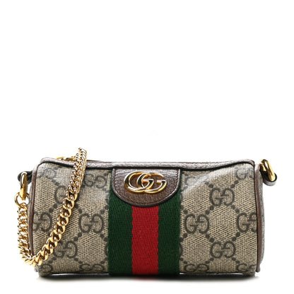 Gucci GG Supreme Monogram Web Ophidia Barrel Coin Purse Beige New Acero 1 of 8