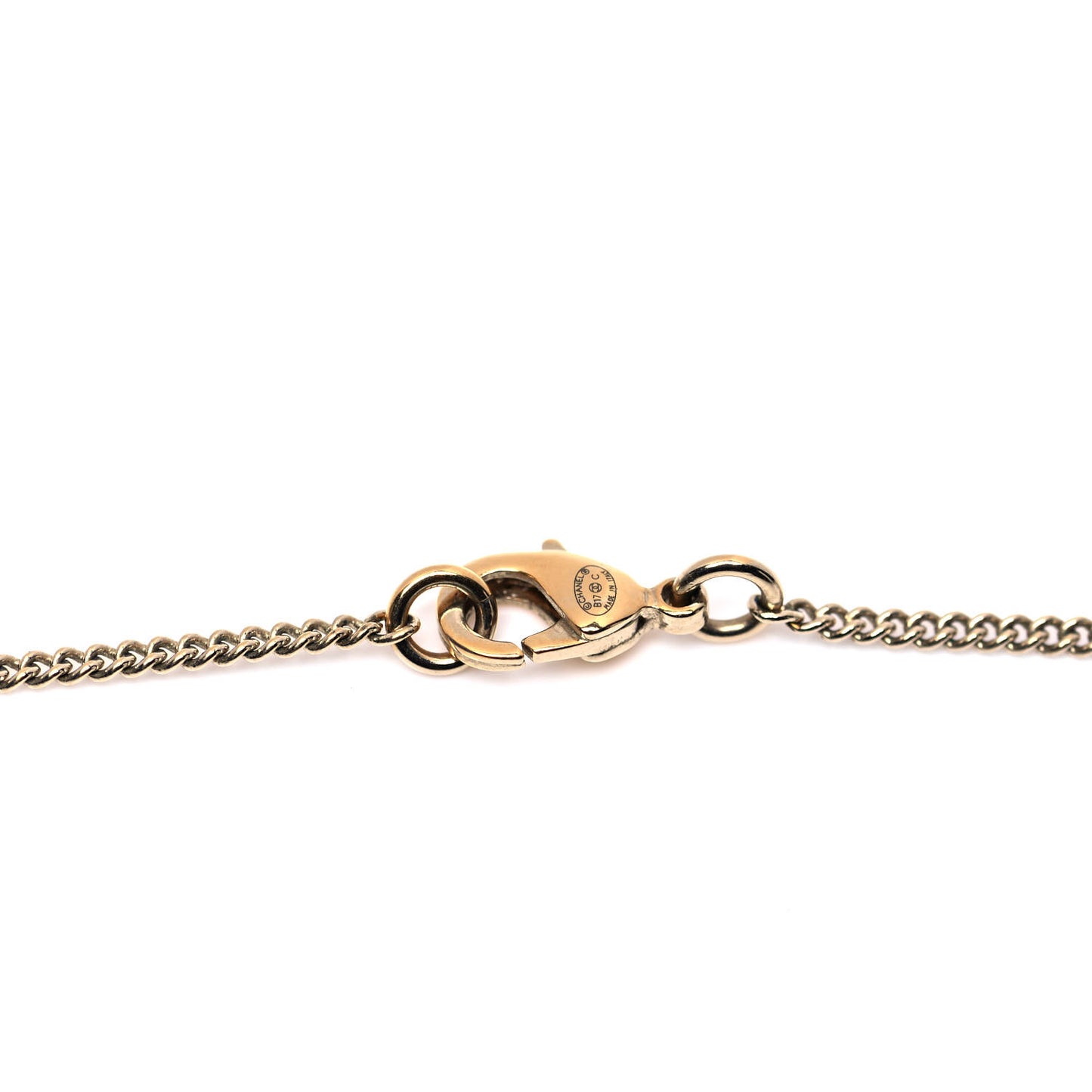 Baguette Crystal Quilted CC Pendant Necklace Gold