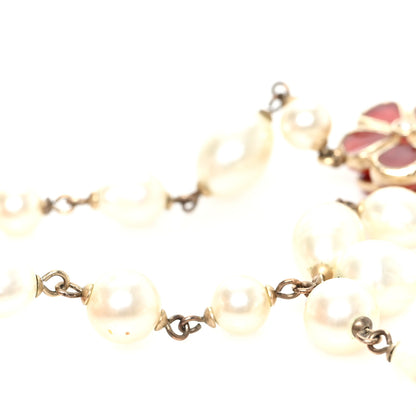 Chanel Pearl Enamel CC Camellia Long Necklace Black Red Gold 6 of 6