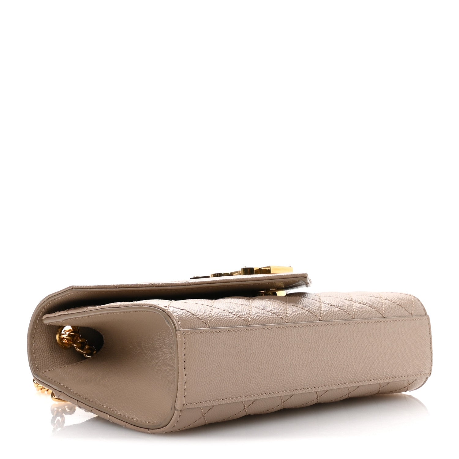 Saint Laurent Grain De Poudre Textured Mixed Matelasse Triquilt Small Monogram Satchel Dark Beige 4 of 11