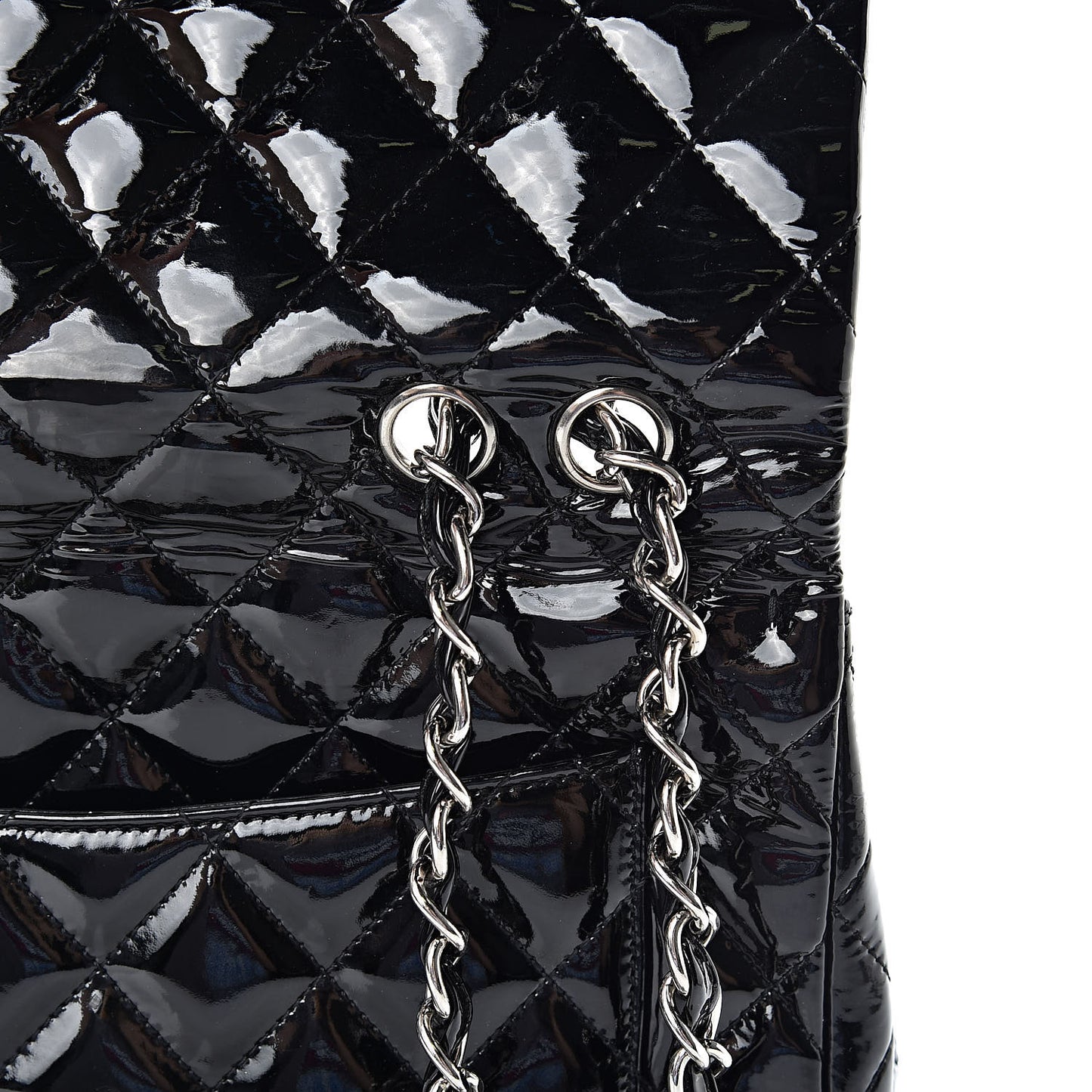 Patent Quilted Jumbo Single Flap Black