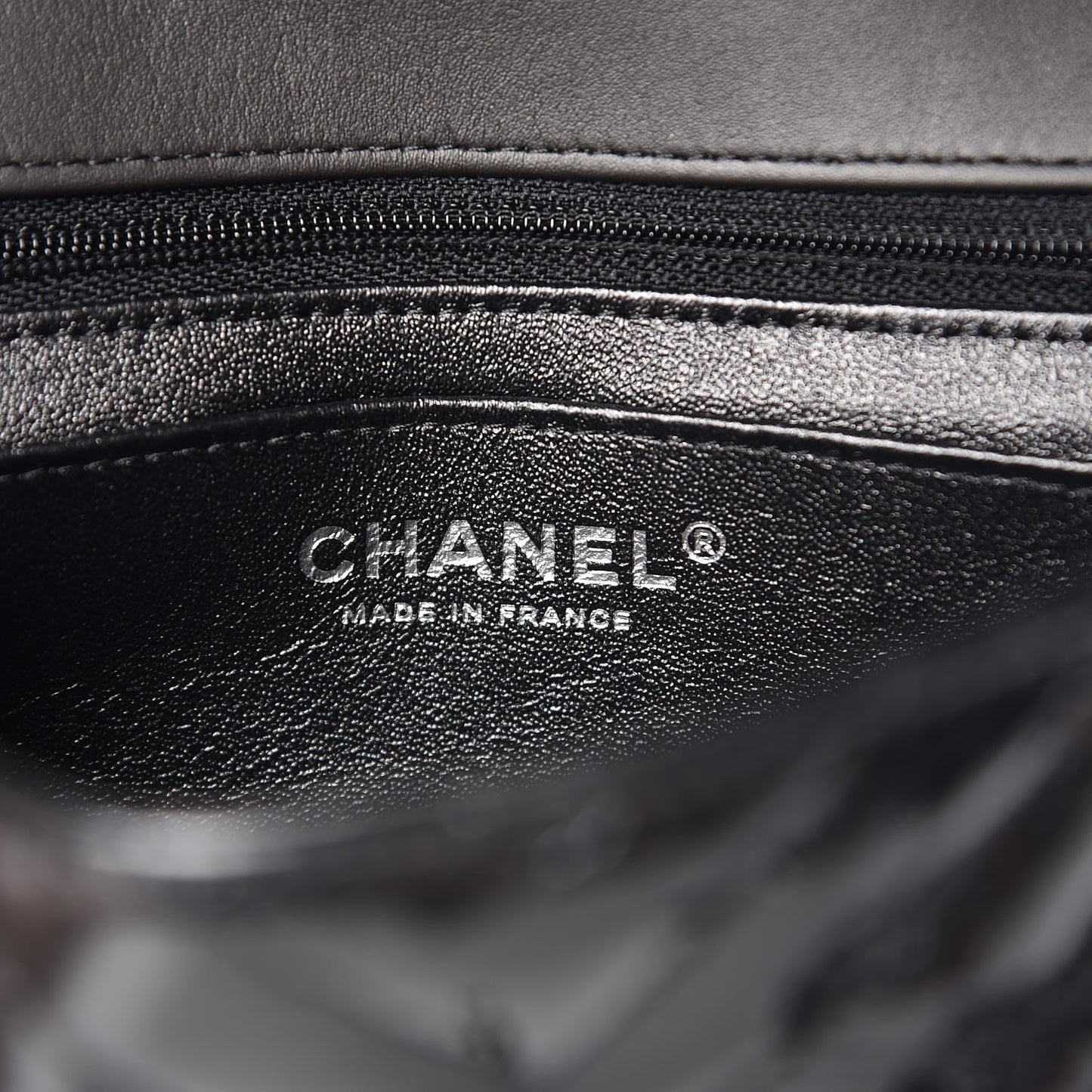 Patent Metallic Crumpled Calfskin Chevron Quilted Mini Rectangular Flap So Black