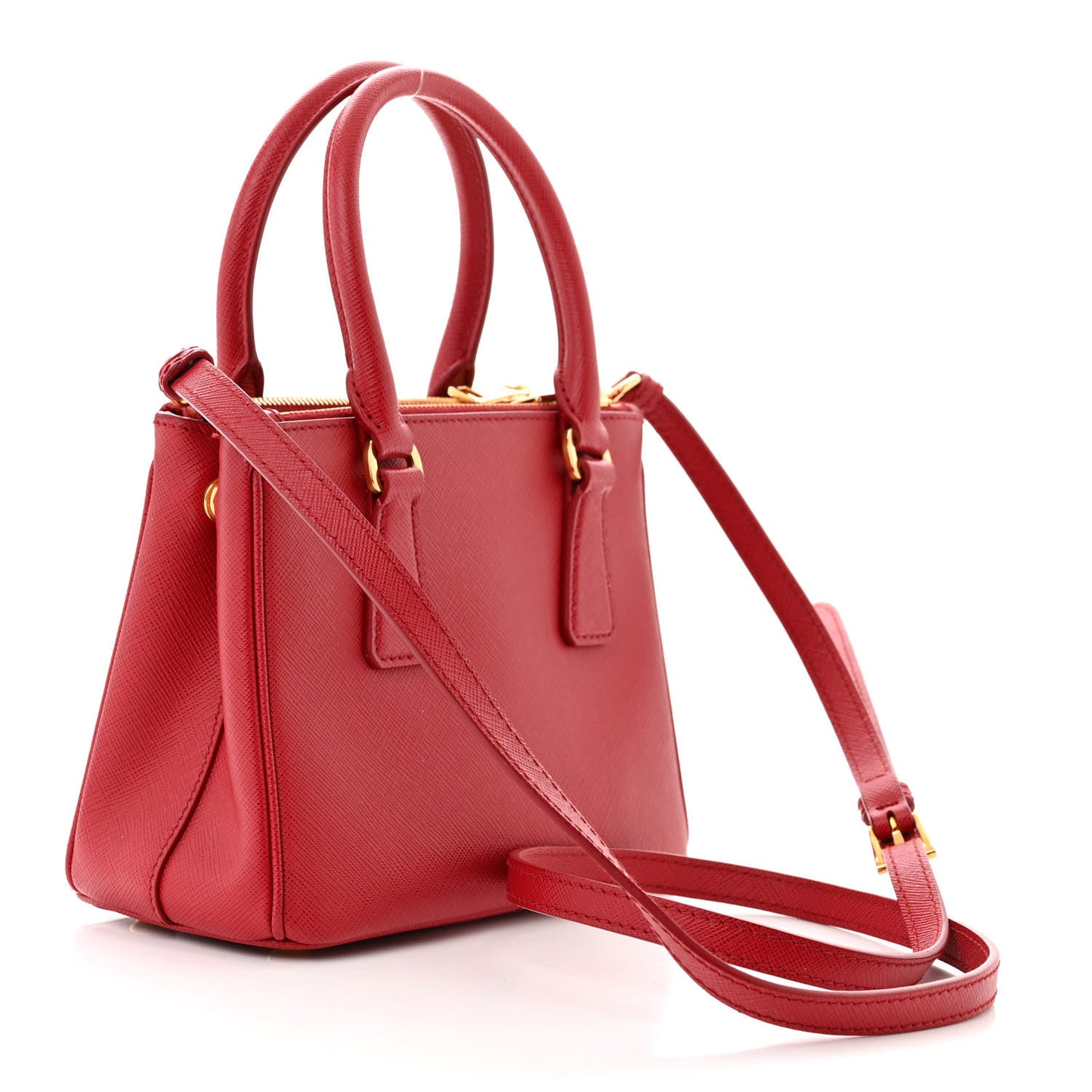 Saffiano Mini Galleria Double Zip Tote Fuoco