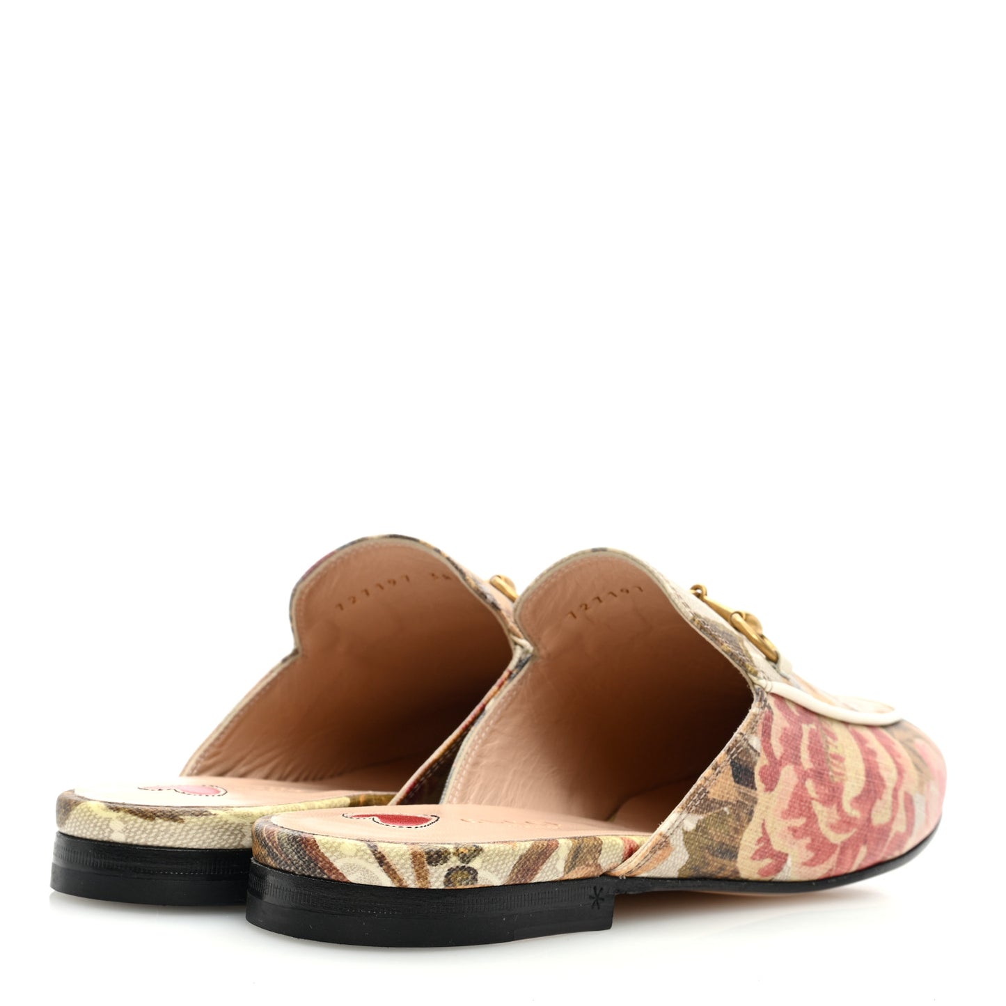 GG Supreme Monogram Malaga Kid Water Flora Womens Princetown Slippers 38.5 Beige White Multicolor Mystic White