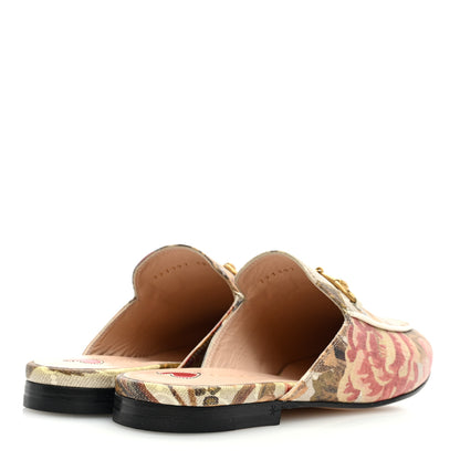 Gucci GG Supreme Monogram Malaga Kid Water Flora Womens Princetown Slippers 38.5 Beige White Multicolor Mystic White 4 of 9