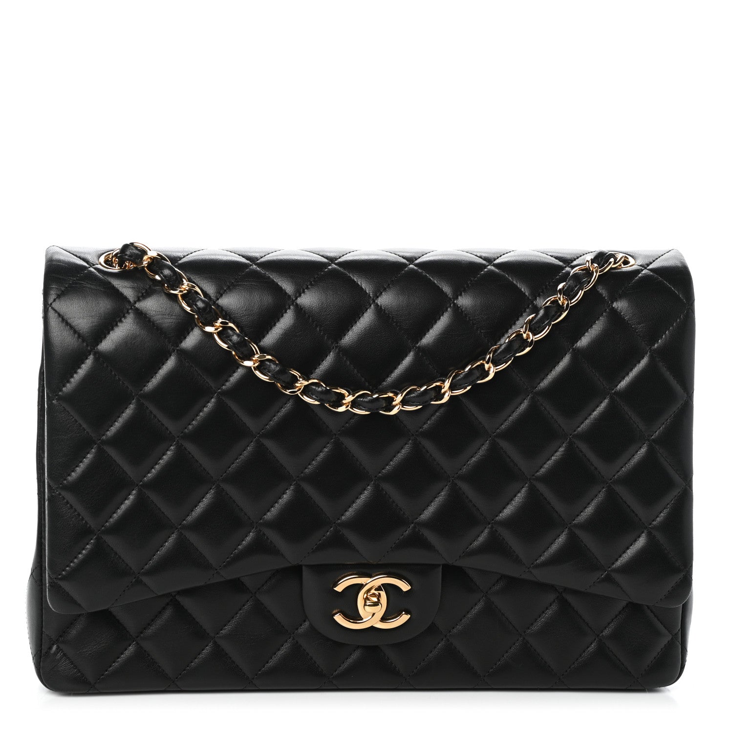 Chanel Lambskin Quilted Maxi Double Flap Black 1 of 10