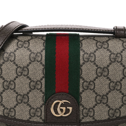 Gucci GG Supreme Monogram Textured Dollar Calfskin Small Ophidia Top Handle Shoulder Bag Beige Brown 8 of 10