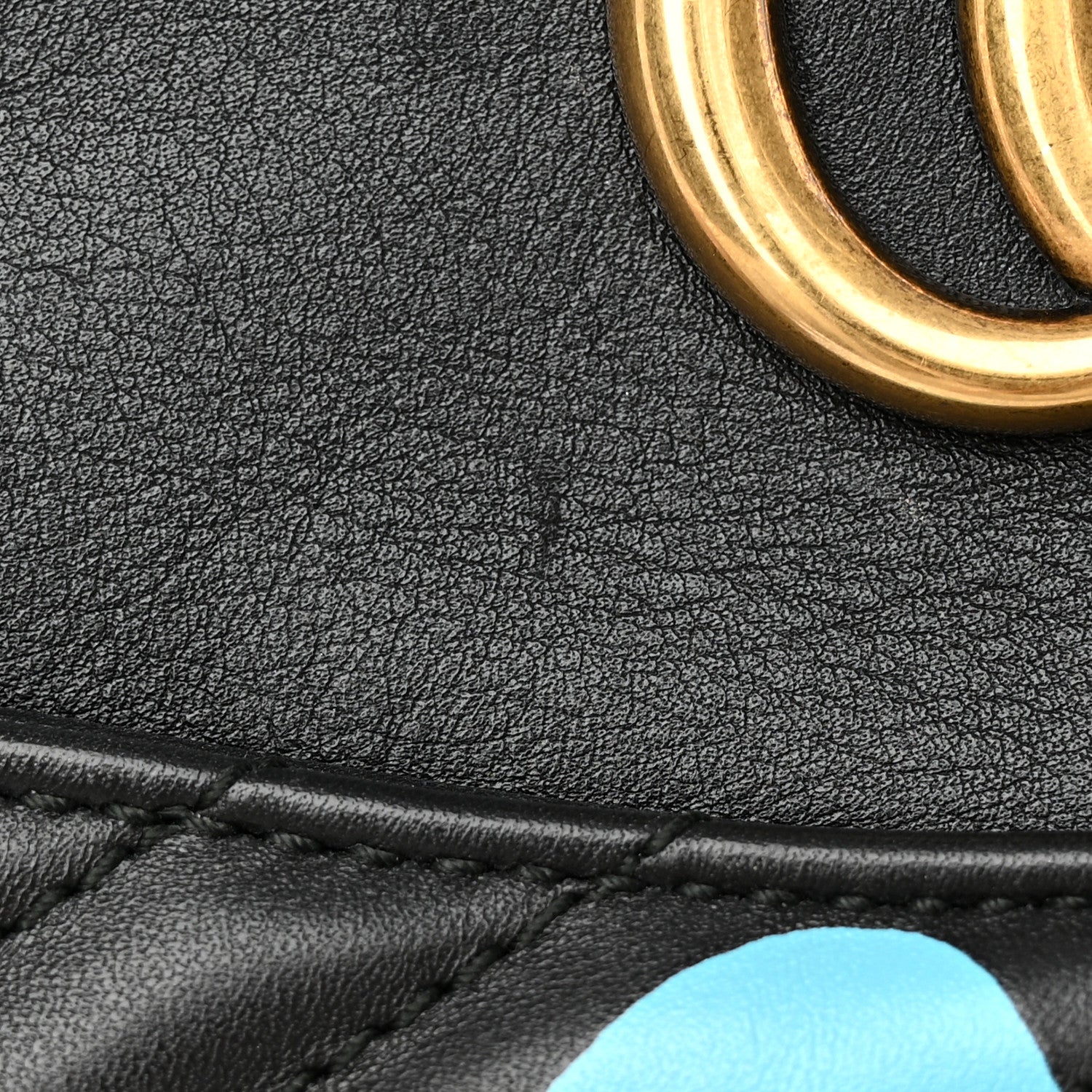 Gucci Calfskin Matelasse GucciGhost Medium GG Marmont Chain Shoulder Bag Black New Acquamarine 12 of 12