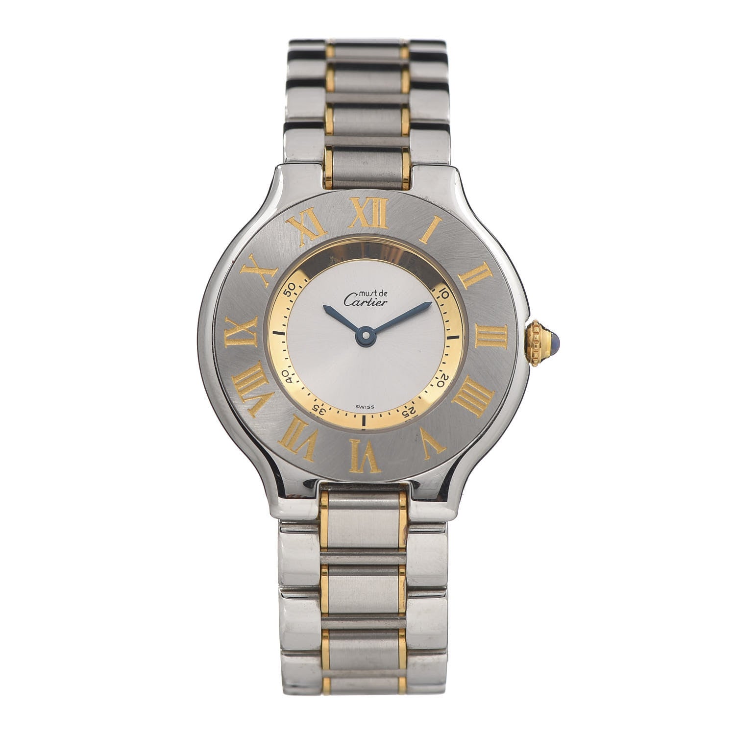 Cartier Stainless Steel 18K Yellow Gold 31mm Must De 21 Quartz Watch 1 of 6