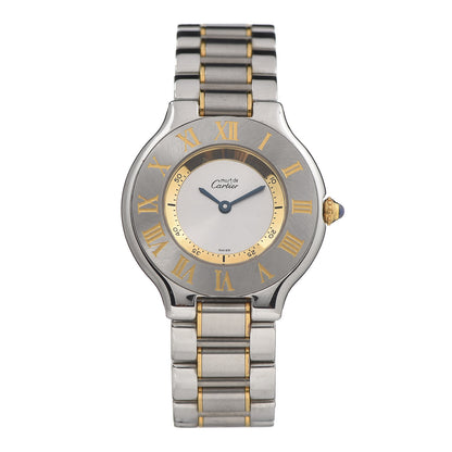 Cartier Stainless Steel 18K Yellow Gold 31mm Must De 21 Quartz Watch 1 of 6