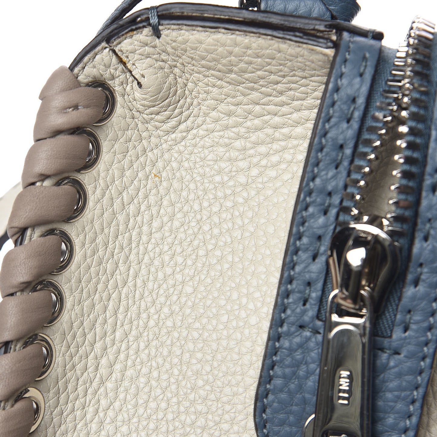 Cuoio Romano Selleria Vitello Dolce Lace Up Lei Boston Tote Tempesta Latte Corda