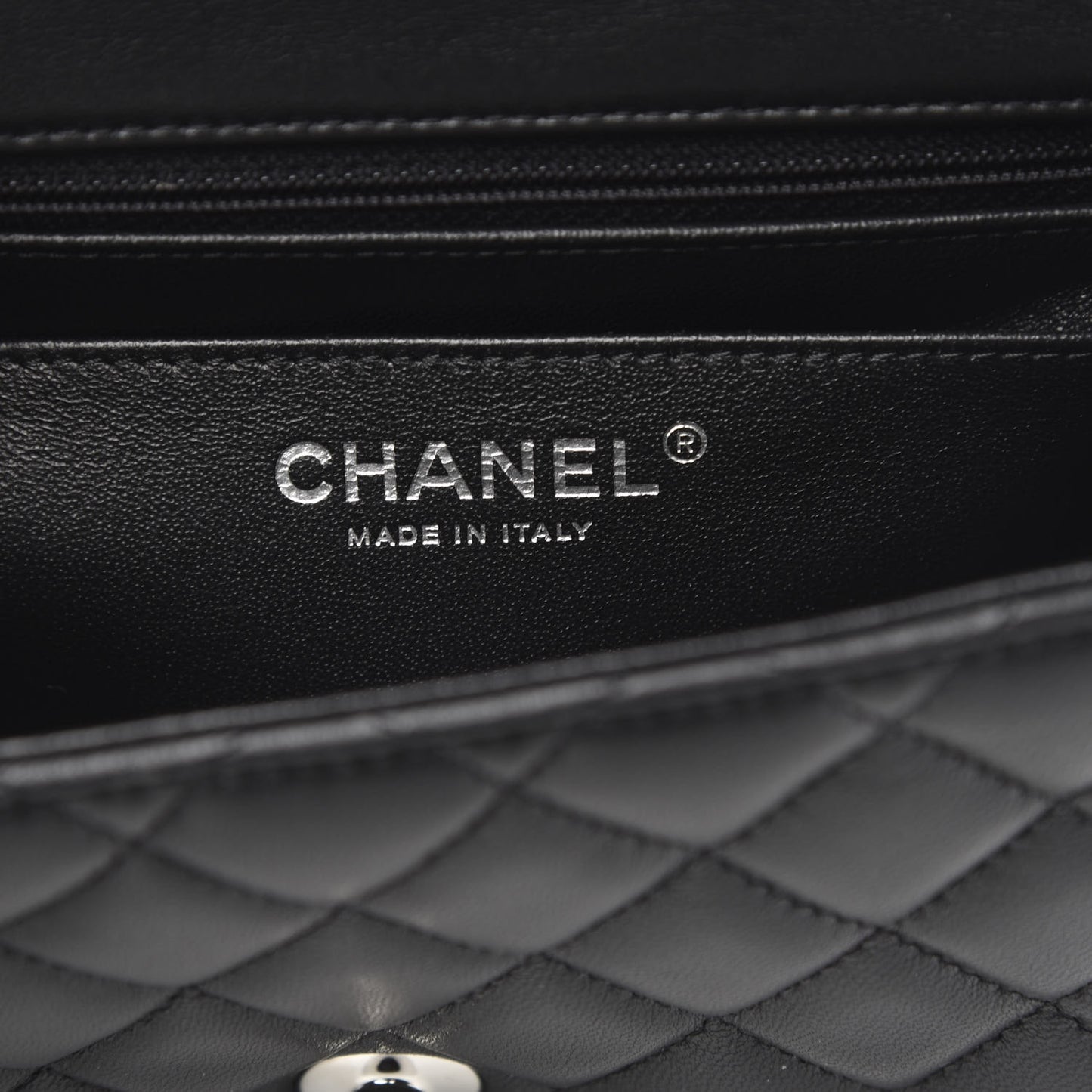 Lambskin Quilted Mini Square Flap Black