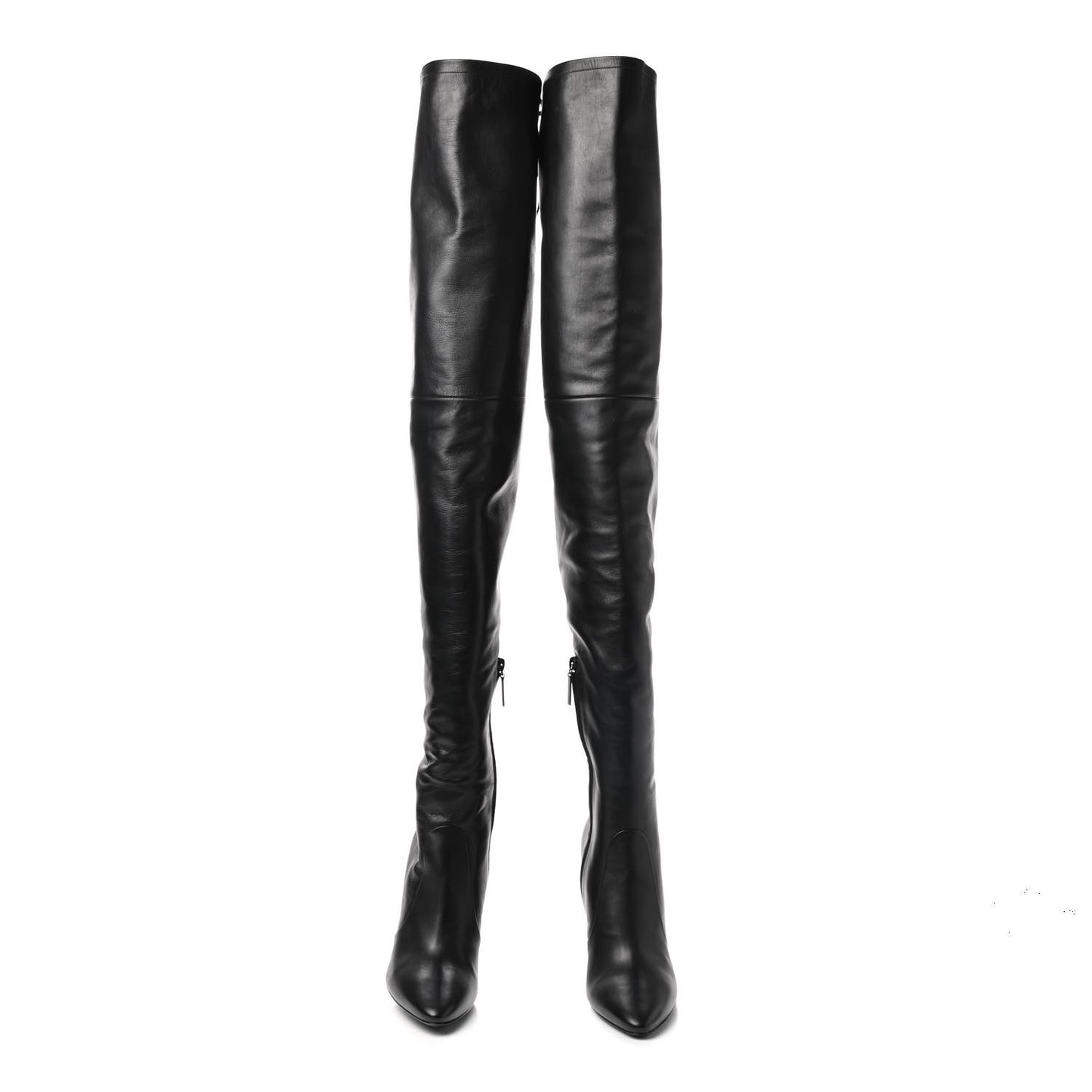 Calfskin Moon Lace up Over The Knee Boots 39 Black