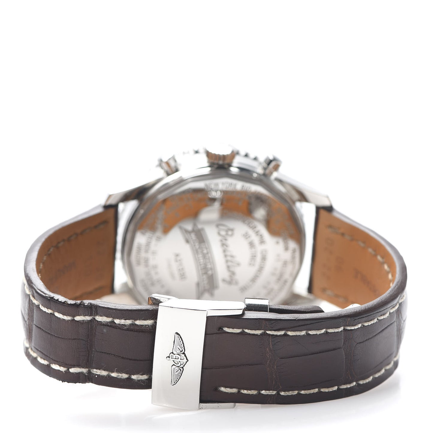 Stainless Steel Alligator 43mm Navitimer Montbrilliant Datora Automatic Watch Brown A21330