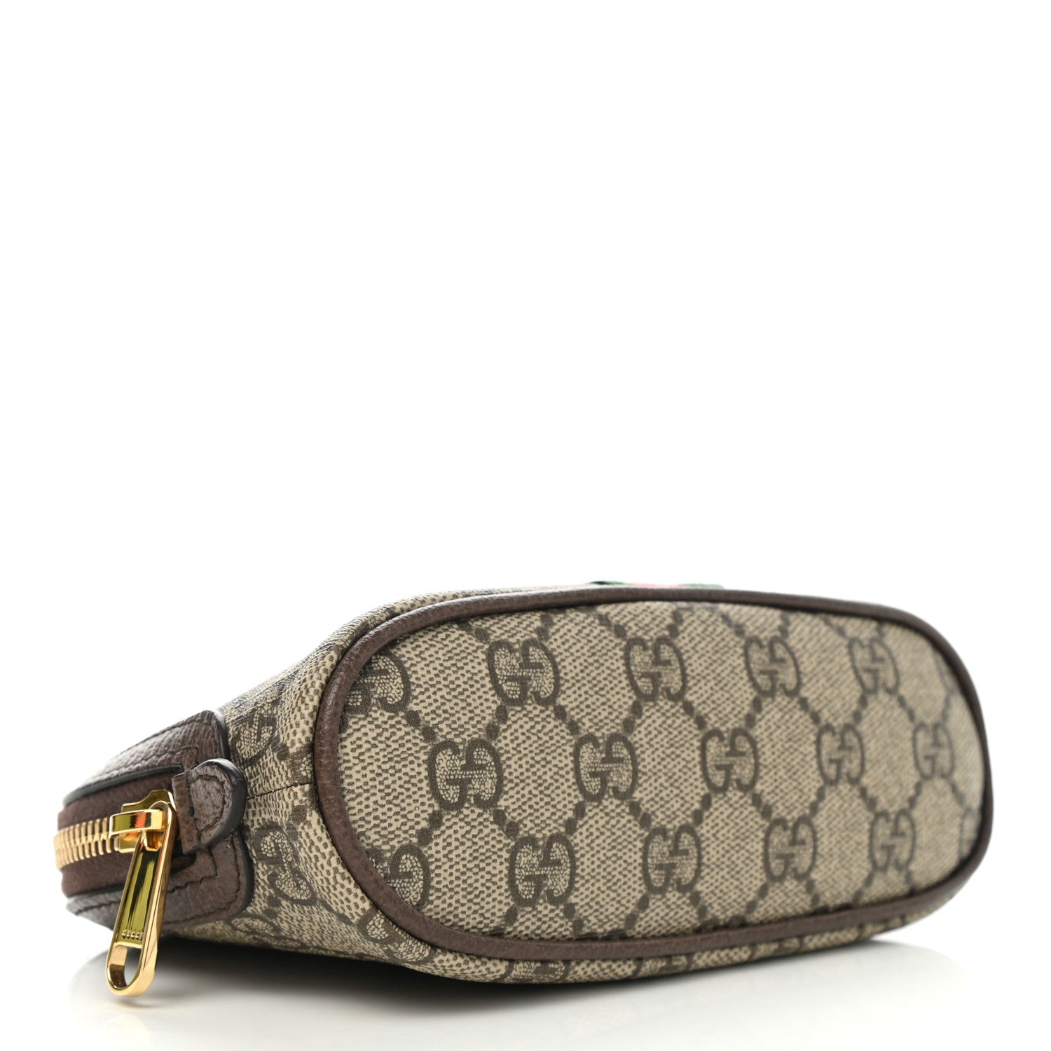Gucci GG Supreme Monogram Textured Calfskin Web Medium Ophidia Cosmetic Case Beige Ebony New Acero 4 of 8