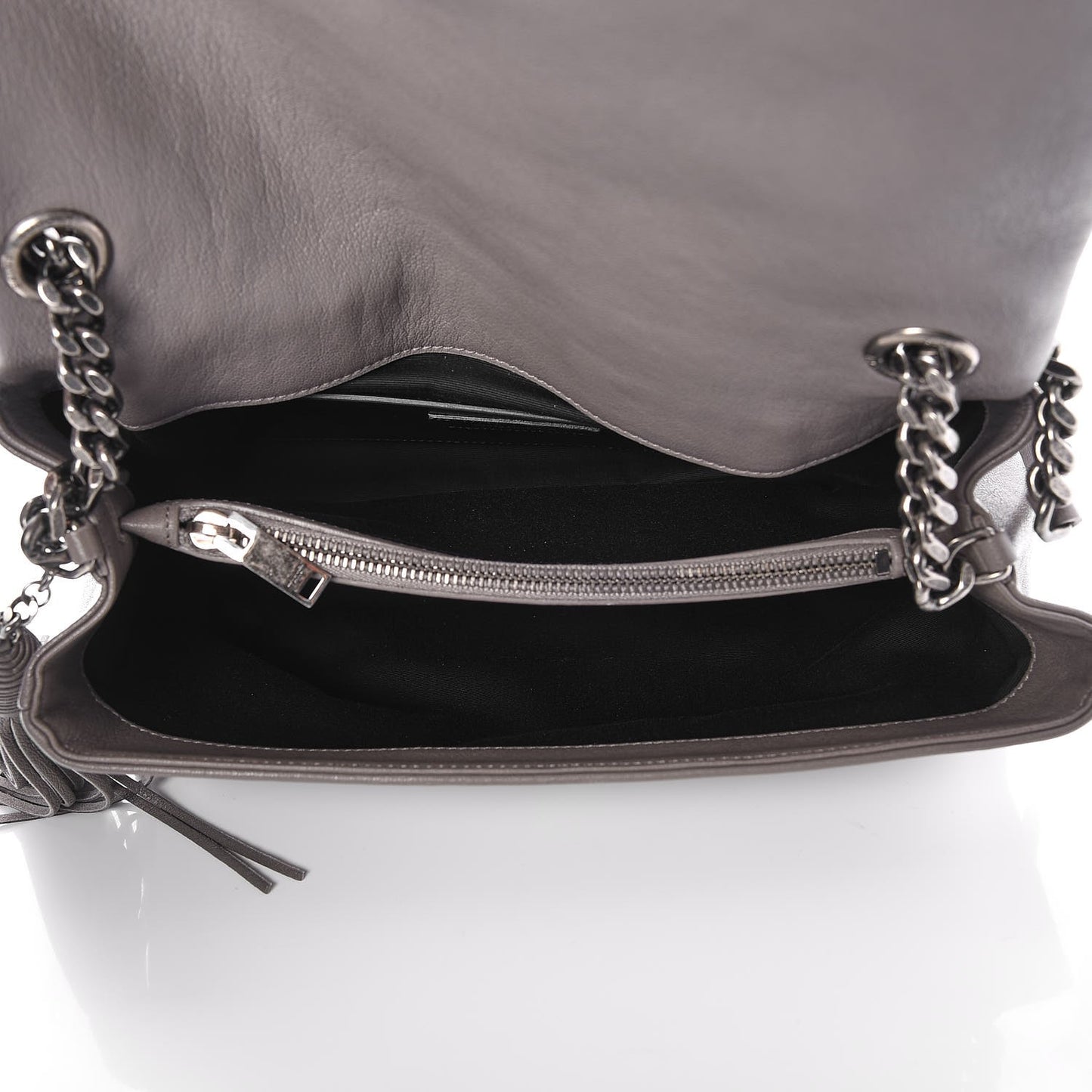 Sheepskin Medium West Hollywood Monogram Fold-Over Bag Grey