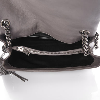 Saint Laurent Sheepskin Medium West Hollywood Monogram Fold-Over Bag Grey 6 of 8