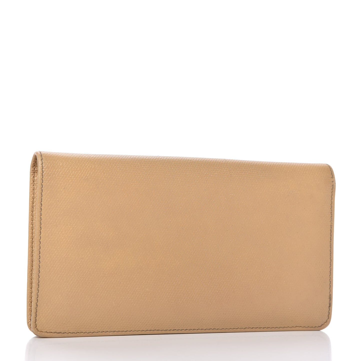 Grained Calfskin CC Button Yen Wallet Beige