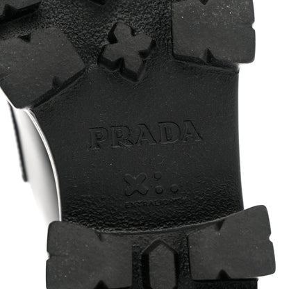 Prada Spazzolato Rois Metal Triangle Logo Monolith 55mm Loafers 37.5 Black 8 of 14
