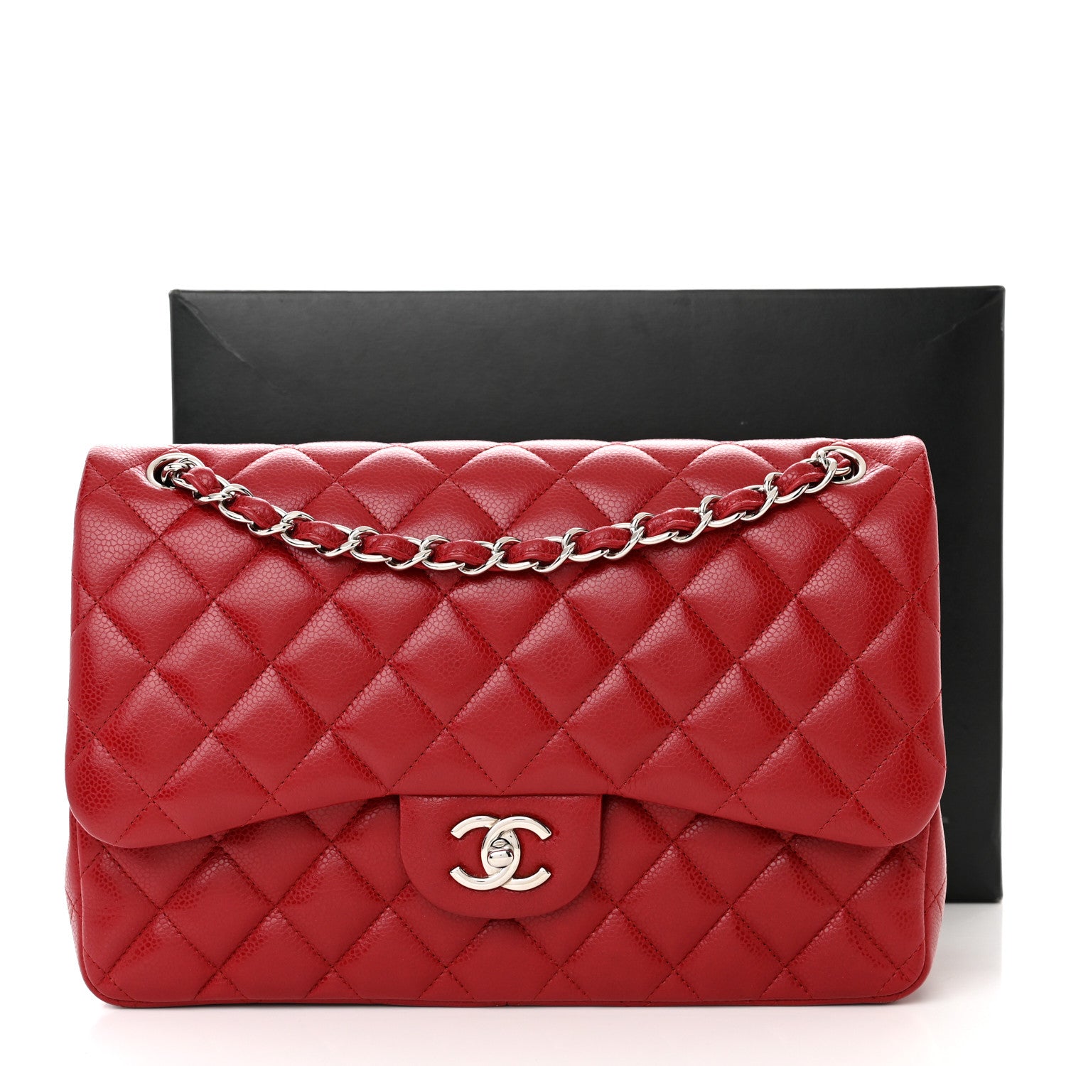 Chanel Caviar Quilted Jumbo Double Flap Dark Red 13 of 13