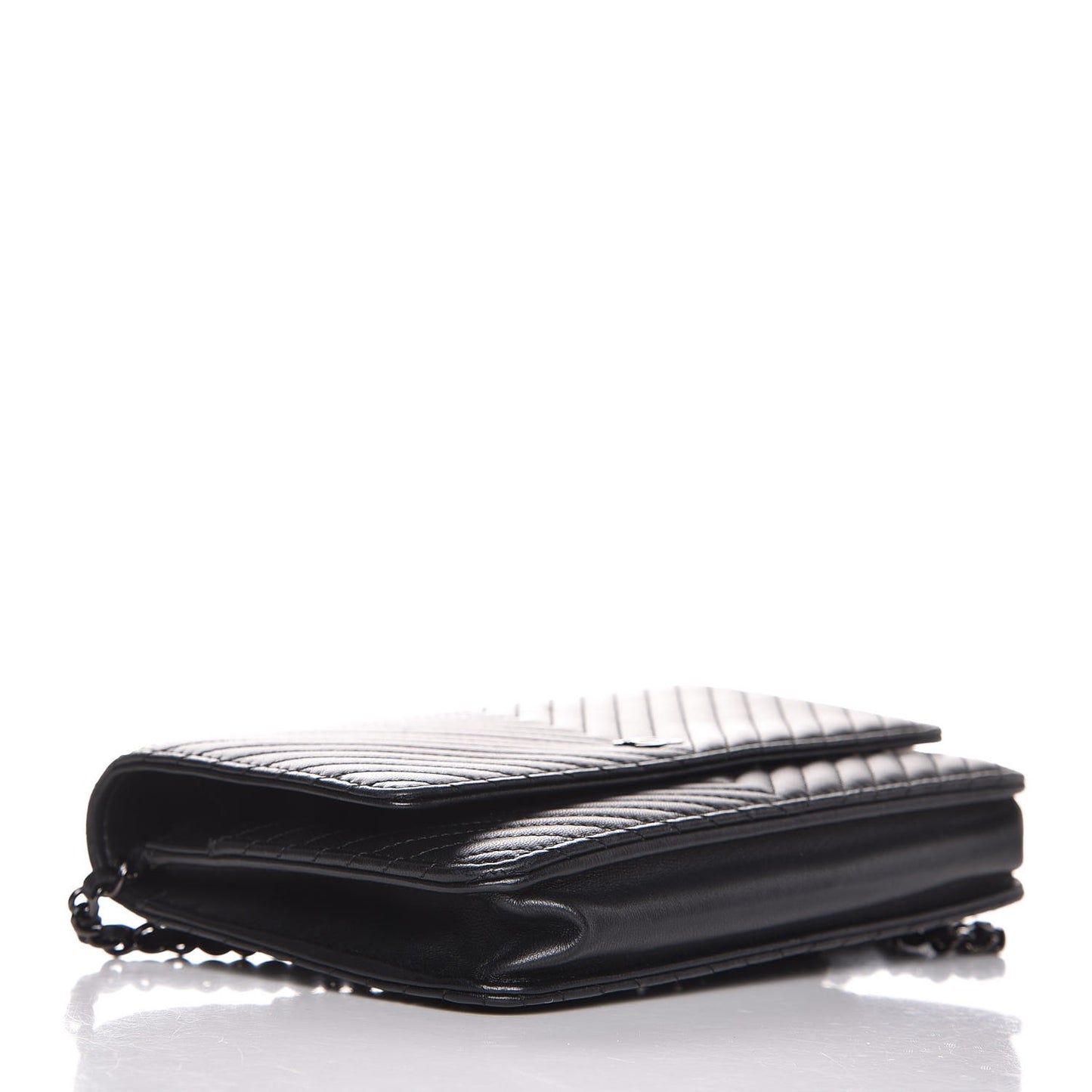 Lambskin Chevron Quilted Wallet On Chain WOC So Black