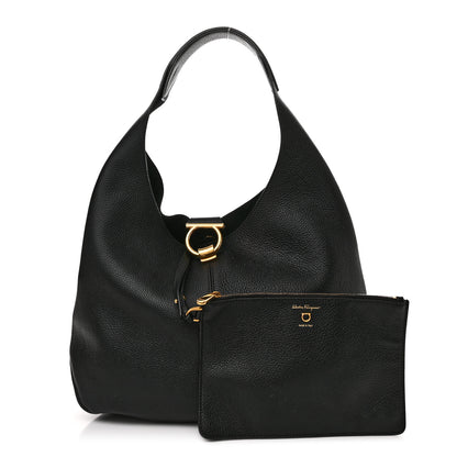 Salvatore Ferragamo Calfskin Margot Hobo Black 1 of 10