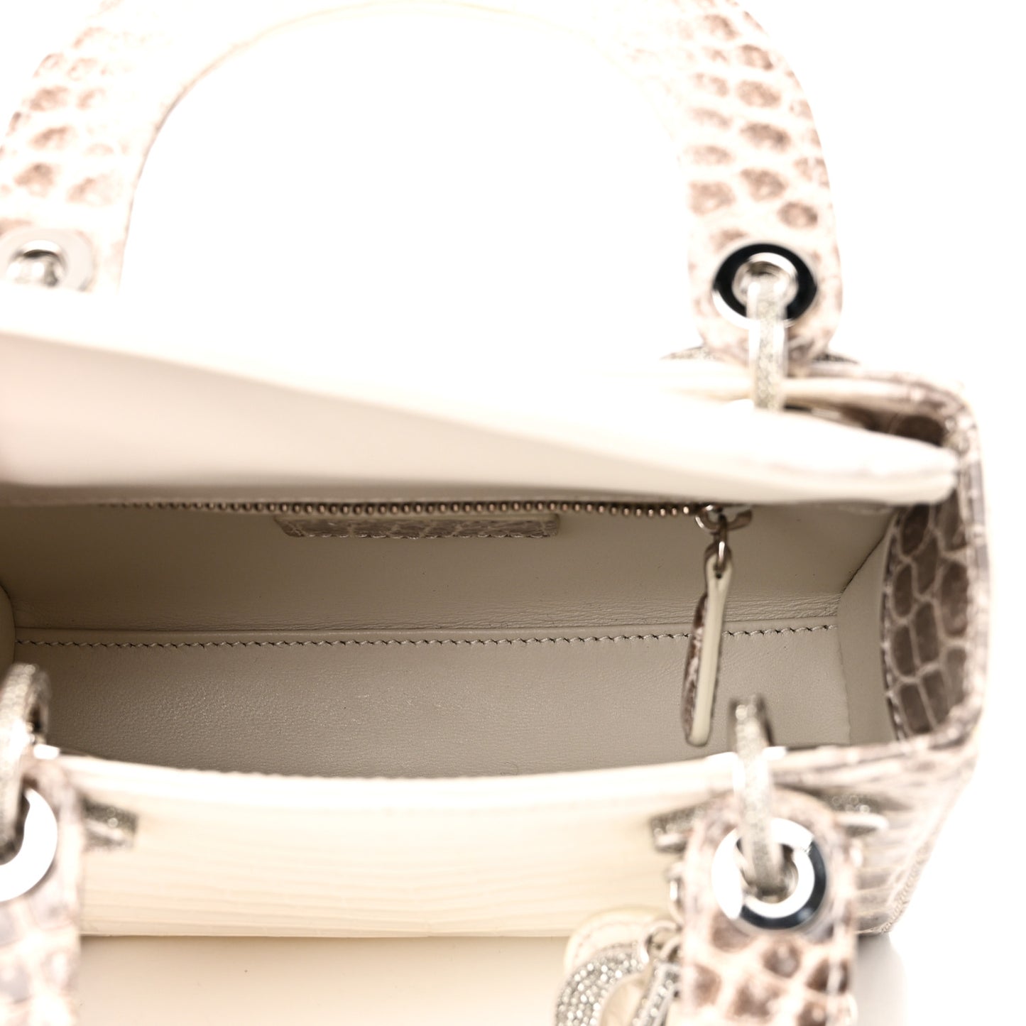 Niloticus Crocodile Himalaya Crystal Mini Lady Dior White