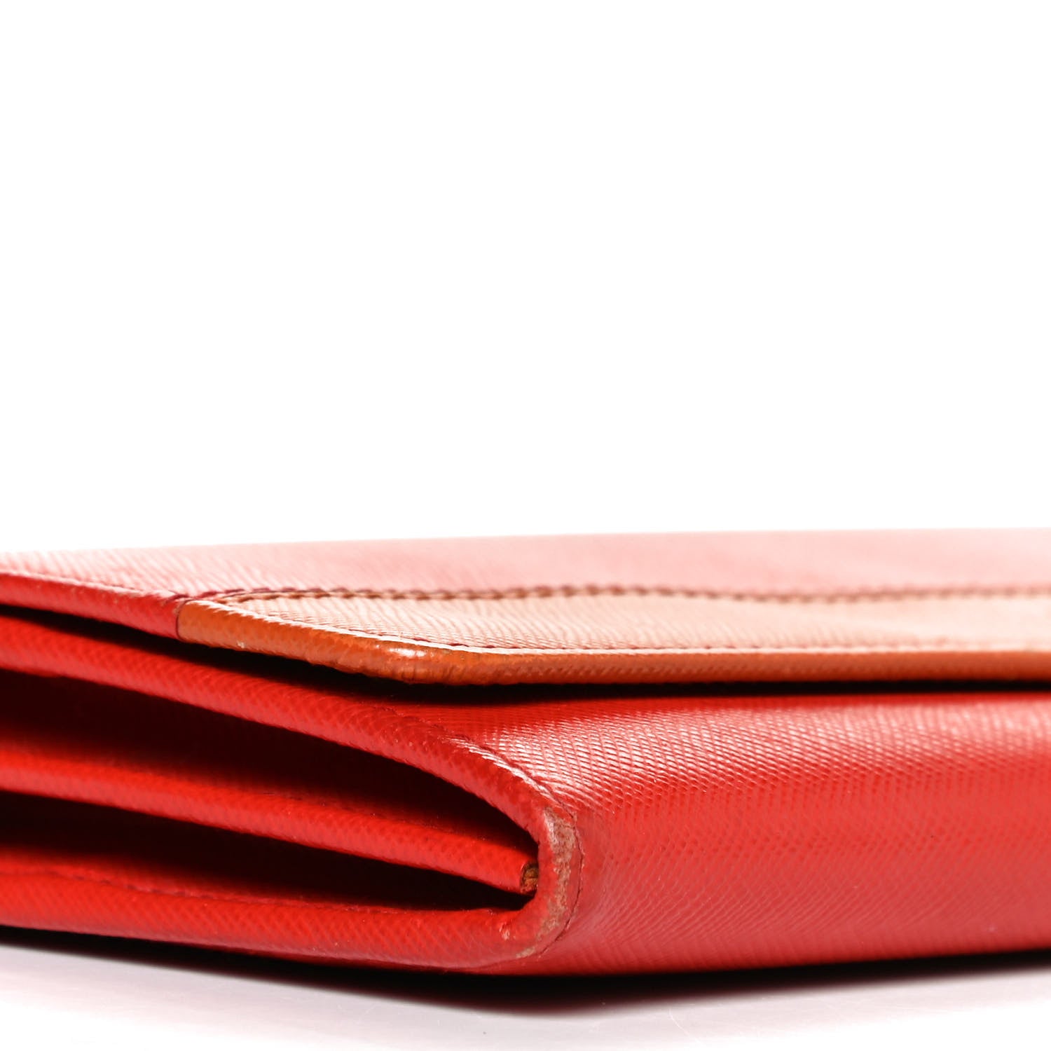 Prada Saffiano Metal Oro Chain Wallet Red Orange 8 of 13