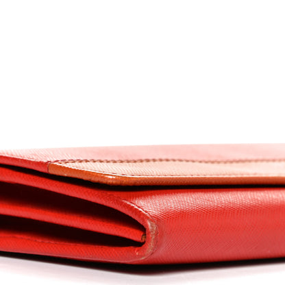 Prada Saffiano Metal Oro Chain Wallet Red Orange 8 of 13