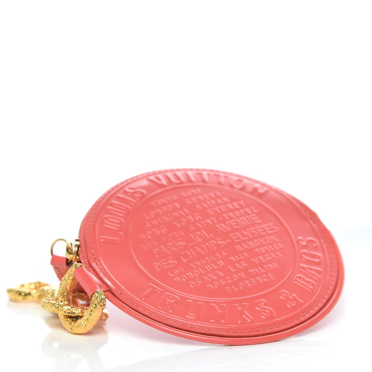 Louis Vuitton Vernis Trunks and Bags Porte-Monnaie Round Coin Purse Coral 4 of 7