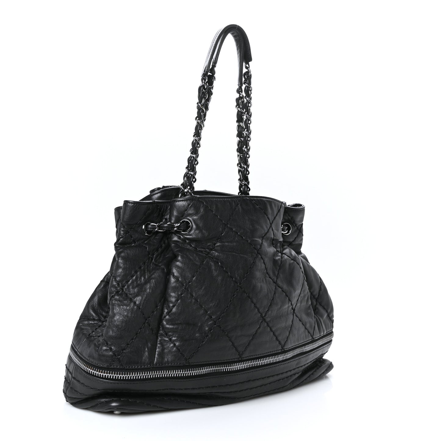 Lambskin Expandable Tote Black