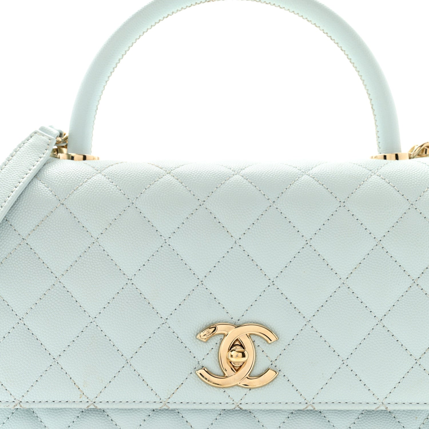Chanel Caviar Quilted Small Coco Handle Flap Light Blue 8 of 12