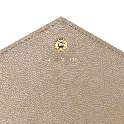 Saint Laurent Grain De Poudre Matelasse Chevron Monogram Chain Wallet Deep Beige 6 of 11
