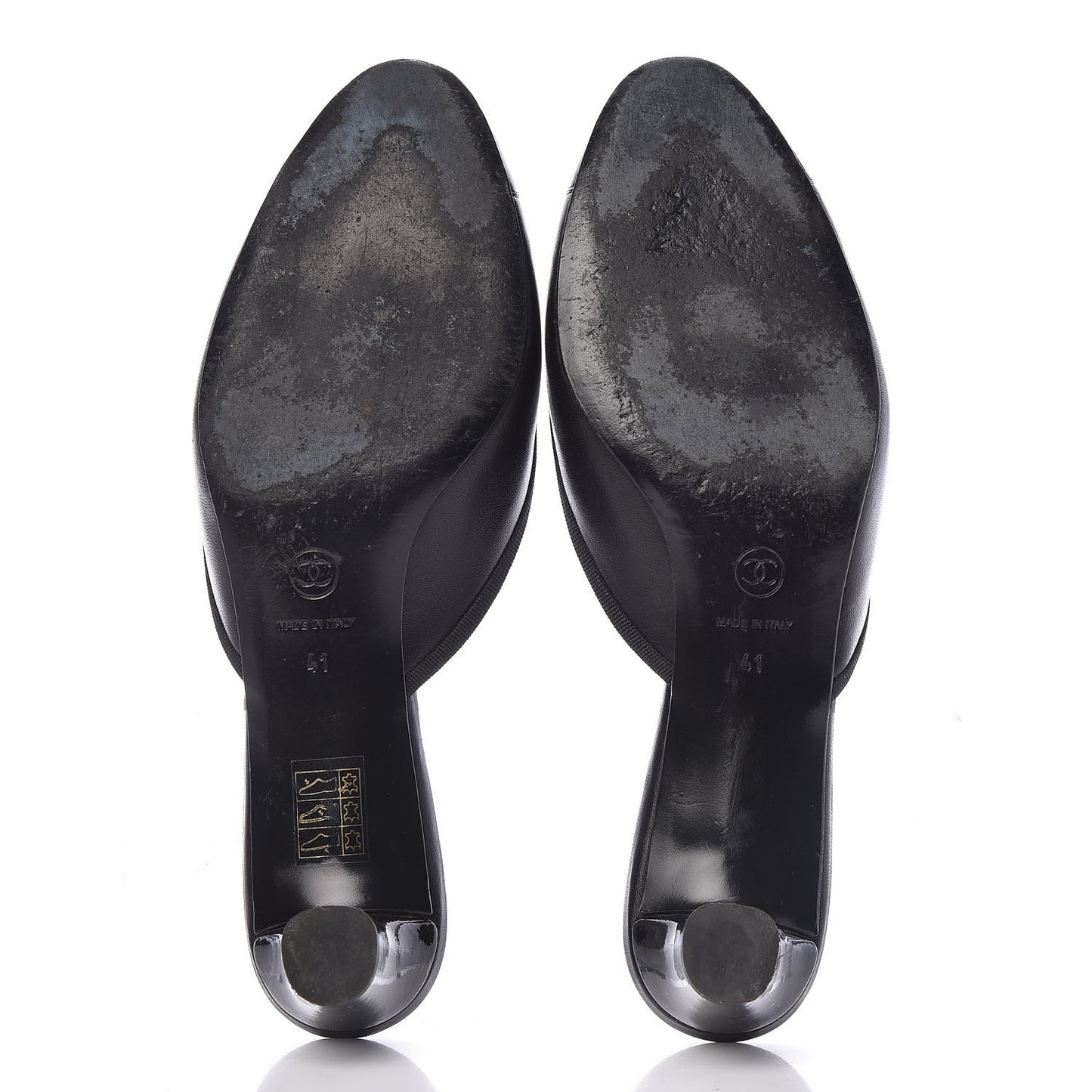 Patent Lambskin Cap Toe CC Mules 41 Black