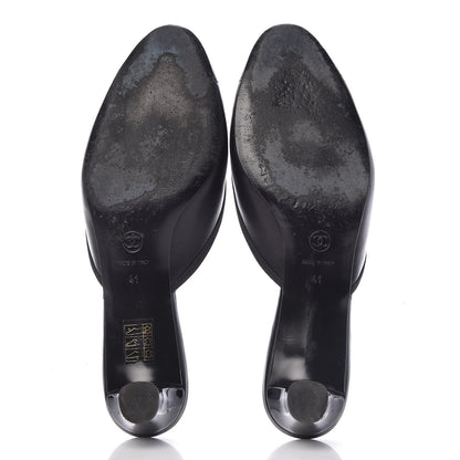 Chanel Patent Lambskin Cap Toe CC Mules 41 Black 7 of 12