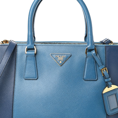 Prada Saffiano Lux Colorblock Medium Galleria Double Zip Tote Bluette Cobalto 7 of 9