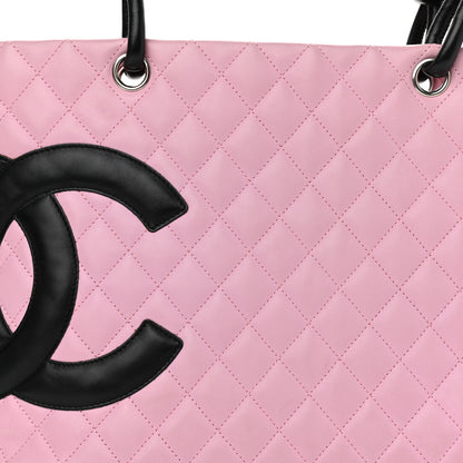 Chanel Calfskin Quilted Large Cambon Tote Pink Black 8 of 12
