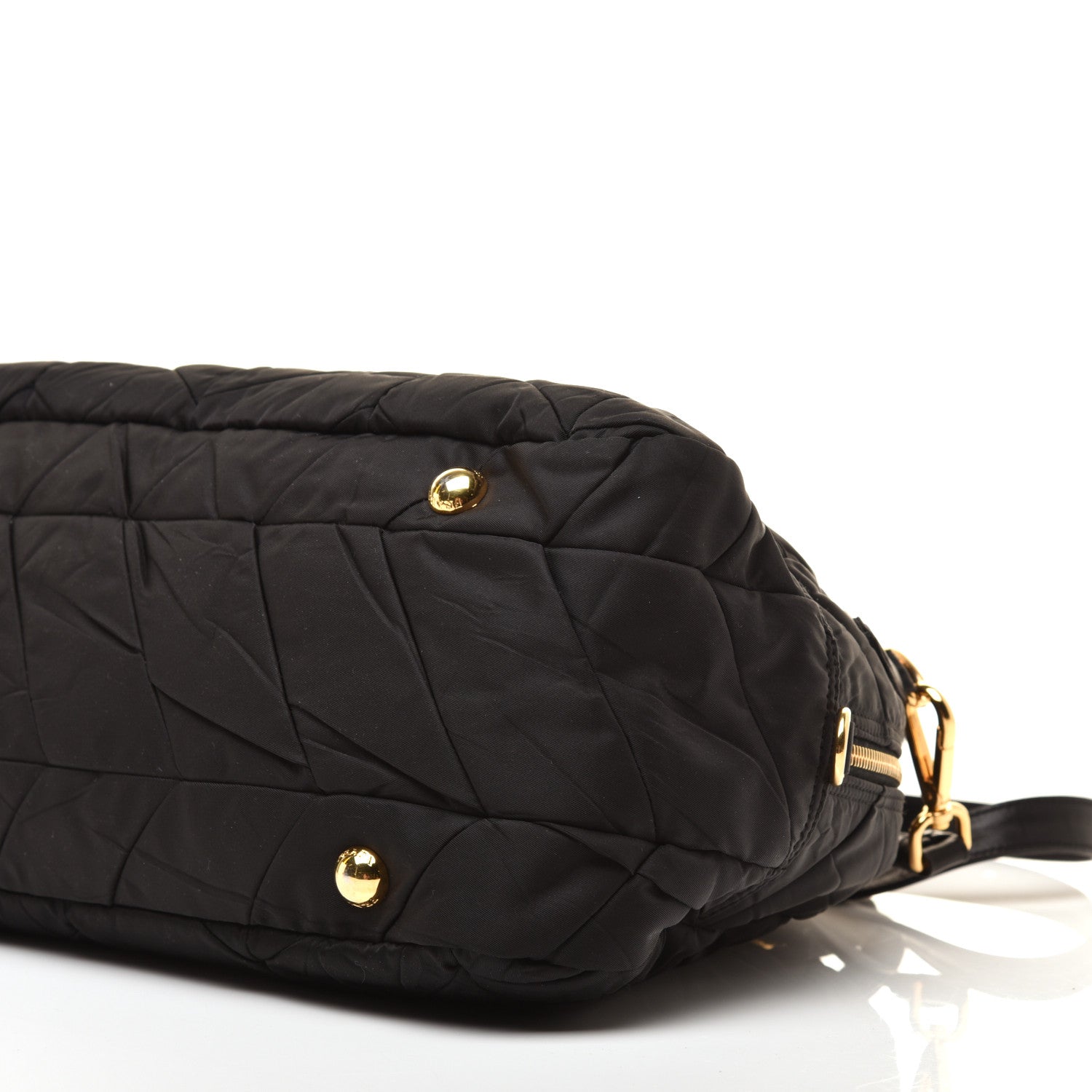 Prada Nylon Chevron Quilted Dome Satchel Black 6 of 8