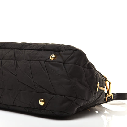 Prada Nylon Chevron Quilted Dome Satchel Black 6 of 8