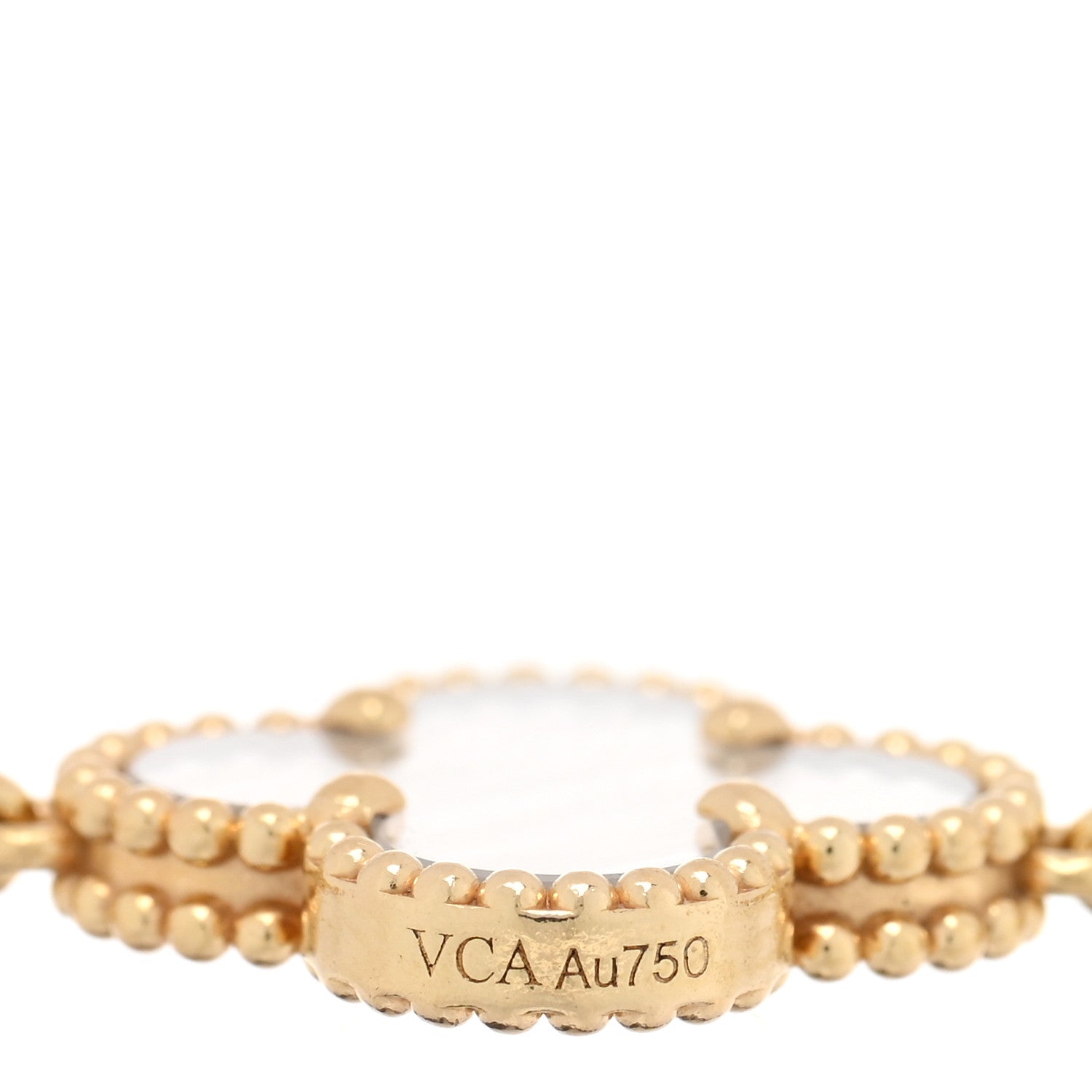 Van Cleef & Arpels 18K Yellow Gold Rock Crystal 5 Motifs Vintage Alhambra Bracelet 3 of 3