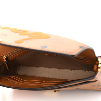 MCM Visetos Embroidered Berlin Bear Medium Millie Crossbody Bag Cognac 5 of 10