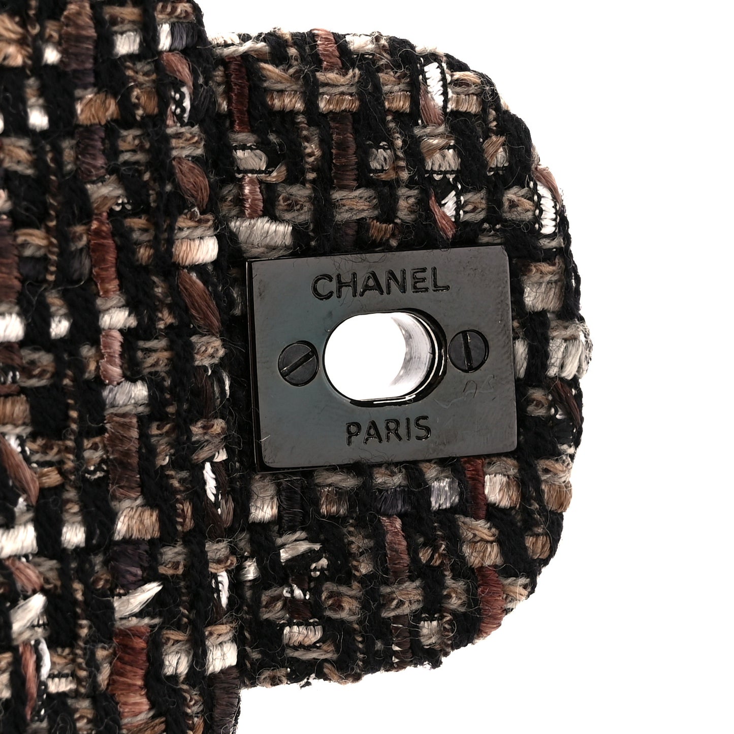 Tweed Quilted Medium Double Flap Brown